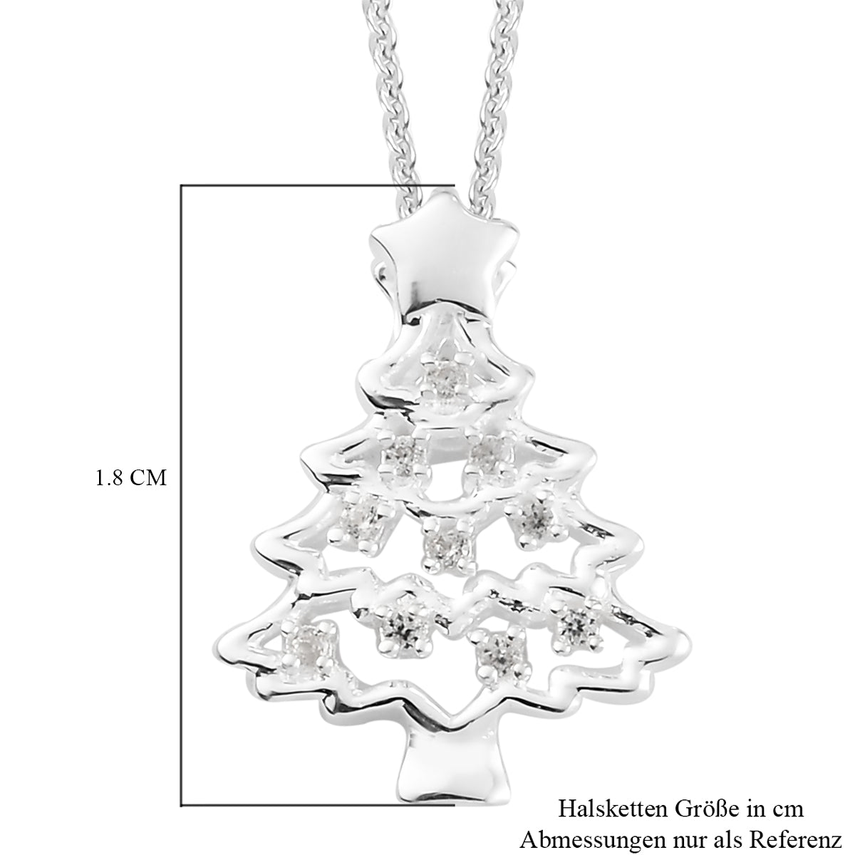 Natürlicher Weißer Zirkon Anhänger mit Boxkette ca. 50 cm 925 Silber platiniert ca. 0,08 ct