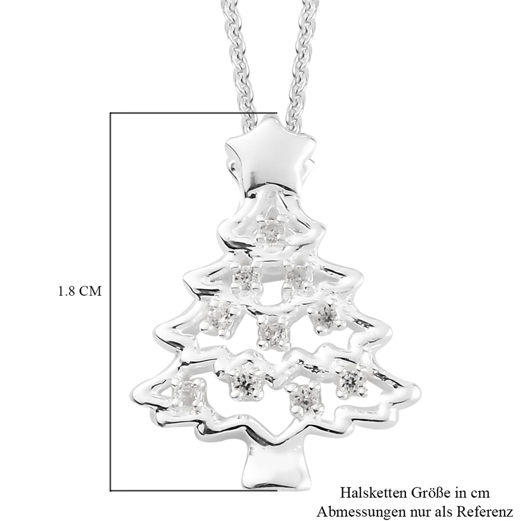 Natürlicher Weißer Zirkon Anhänger mit Boxkette ca. 50 cm 925 Silber platiniert ca. 0,08 ct
