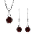 2er Set - Roter Granat-Anhänger mit Kette und Ohrringe, 925 Silber Edelstahl, ca. 3.48 ct