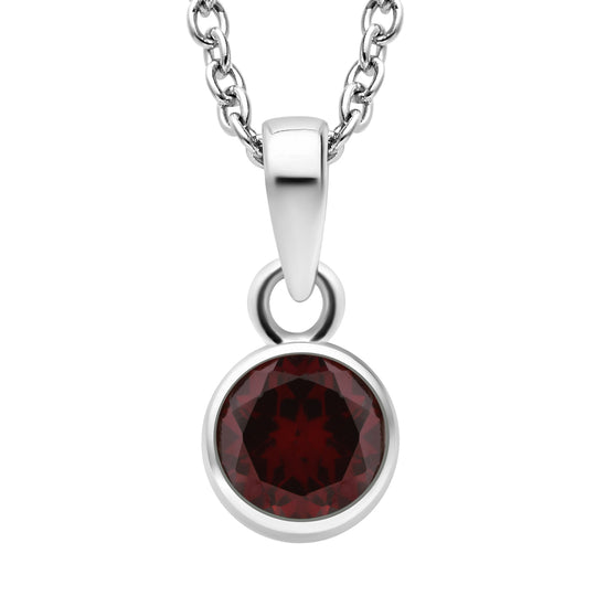 2er Set - Roter Granat-Anhänger mit Kette und Ohrringe, 925 Silber Edelstahl, ca. 3.48 ct