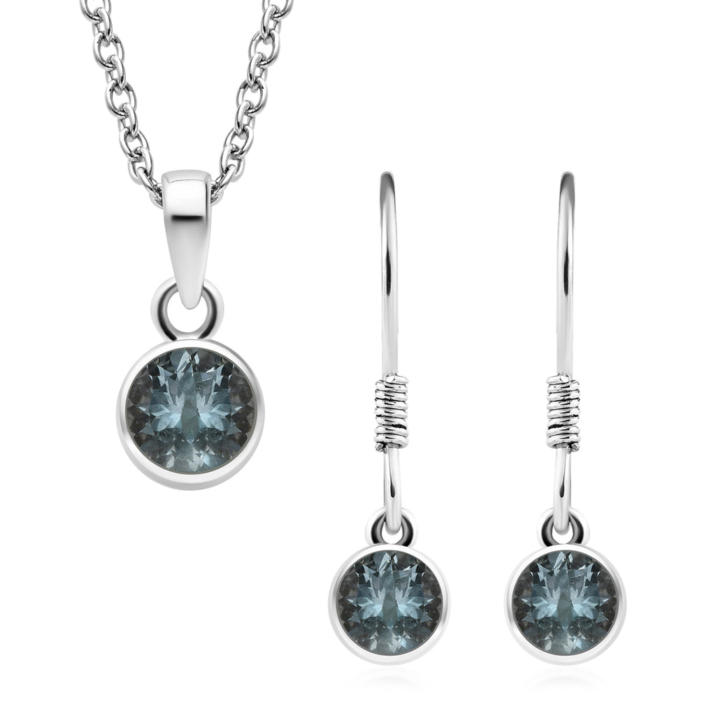 Aquamarin-Anhänger und Ohrringe aus 925 Silber, mit Kette aus Edelstahl ca. 2,45 ct