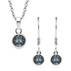 Aquamarin-Anhänger und Ohrringe aus 925 Silber, mit Kette aus Edelstahl ca. 2,45 ct