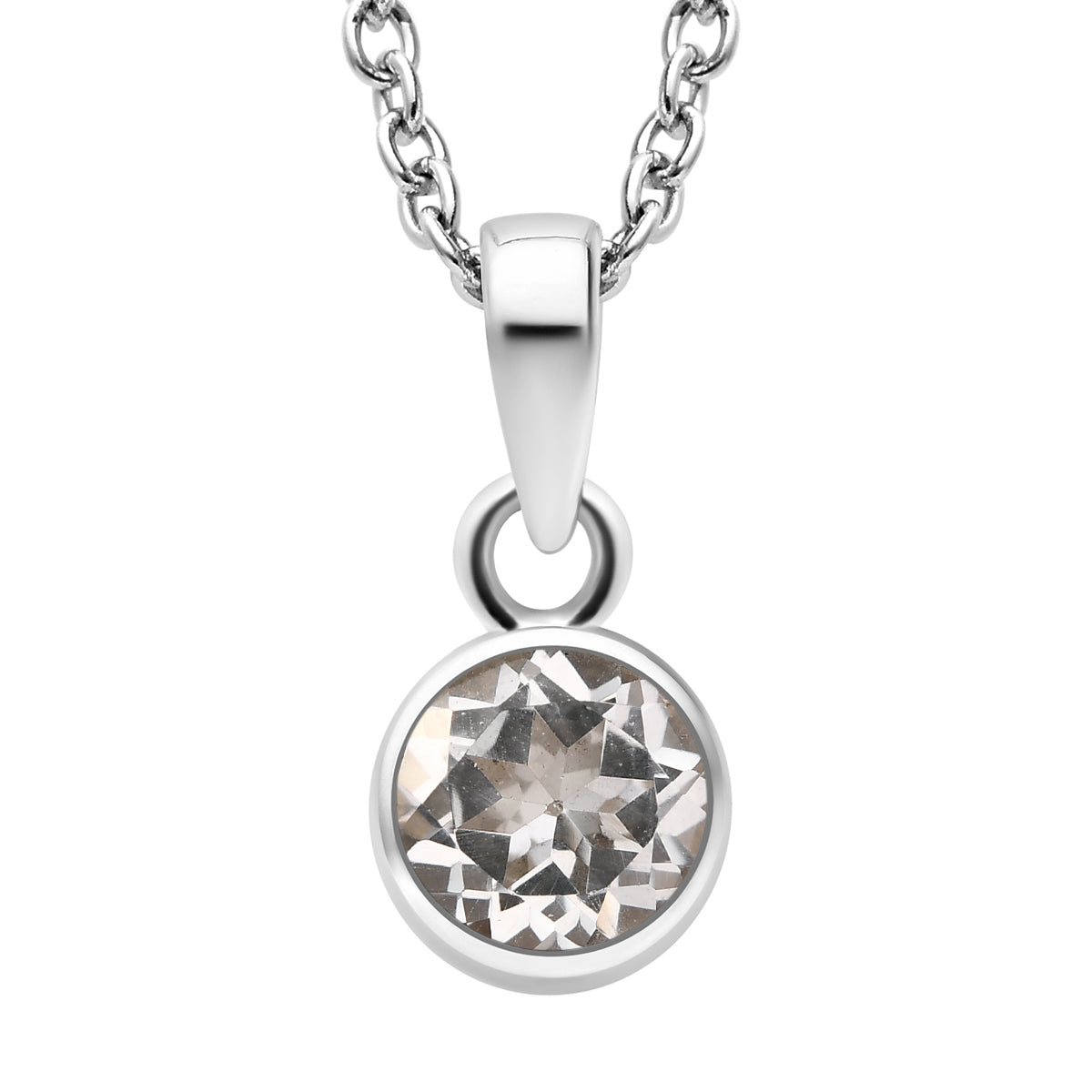 2er Set - Weißer Topas-Anhänger mit Kette und Ohrringe, 925 Silber Edelstahl, ca. 3.50 ct