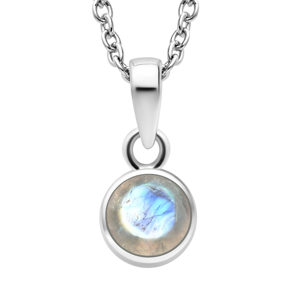 Regenbogen Mondstein-Anhänger und Ohrringe aus 925 Silber, mit Kette aus Edelstahl ca. 2,76 ct