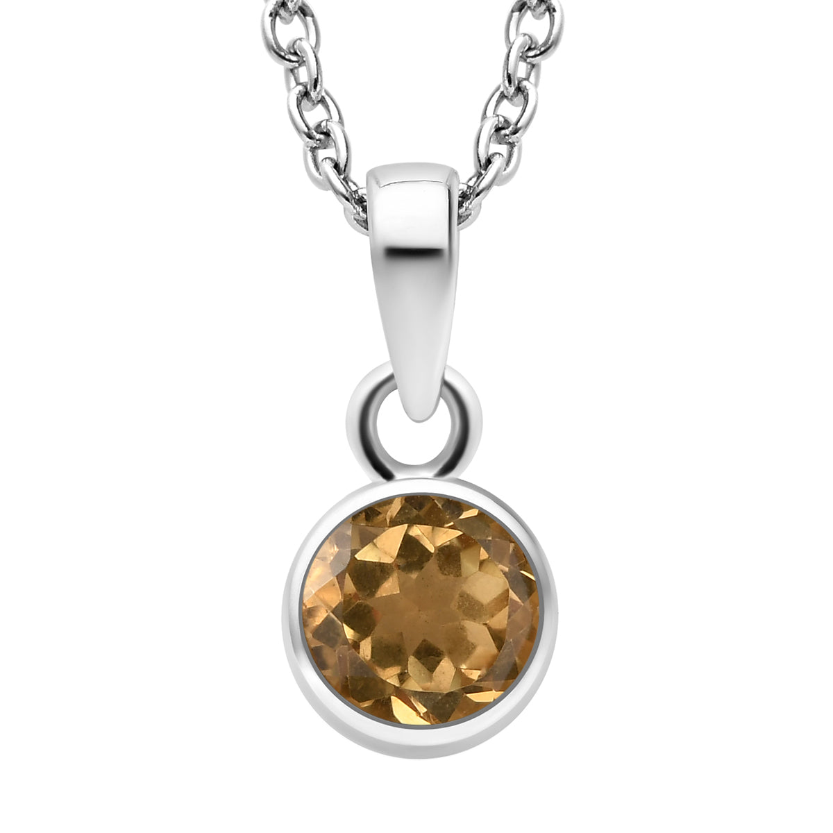 Citrin-Anhänger mit Kette und Ohrringe, 925 Silber Edelstahl, ca. 2.58 ct