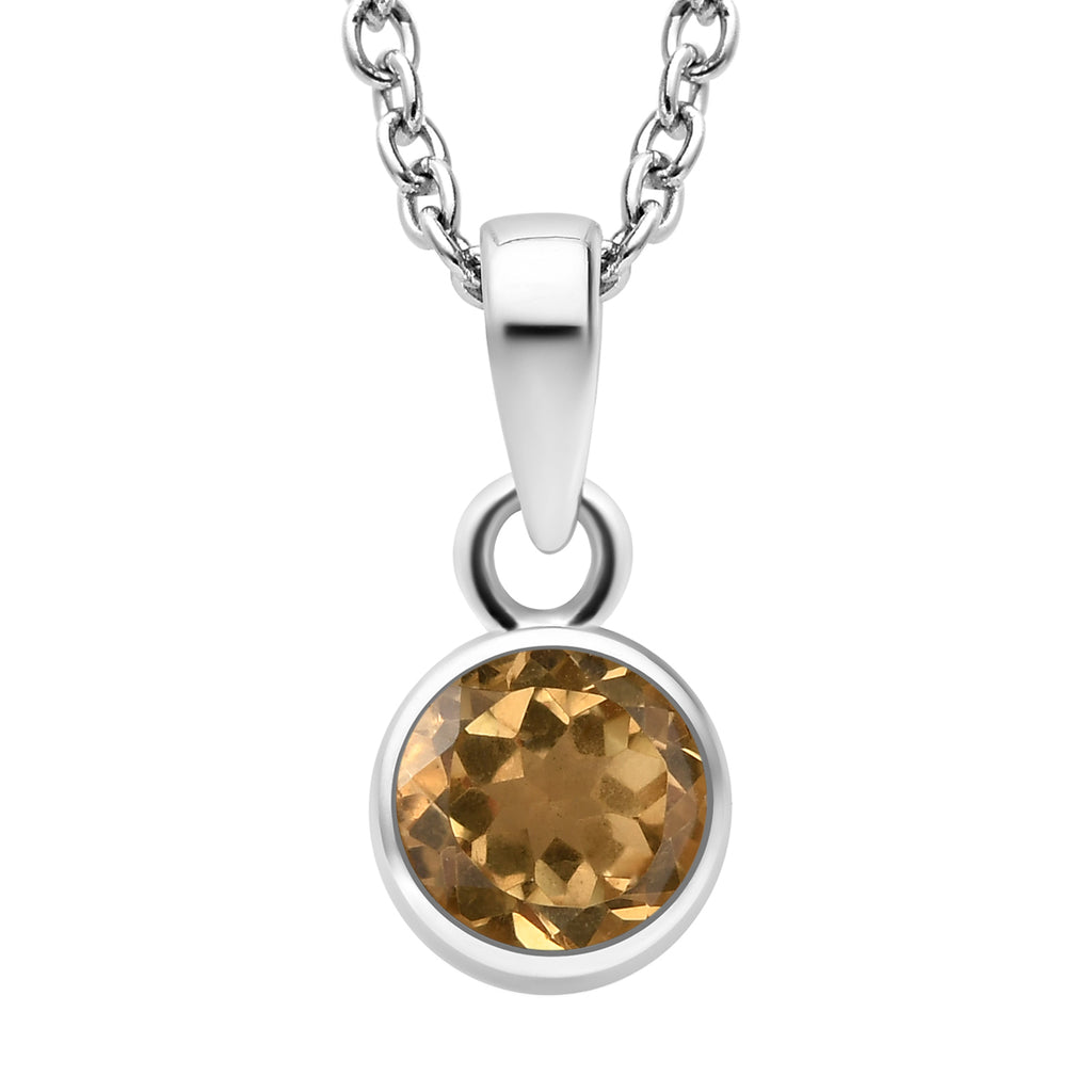 Citrin-Anhänger mit Kette und Ohrringe, 925 Silber Edelstahl, ca. 2.58 ct