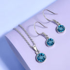 Schweizer Blautopas-Anhänger und Ohrringe aus 925 Silber, mit Kette aus Edelstahl ca. 3.56 ct