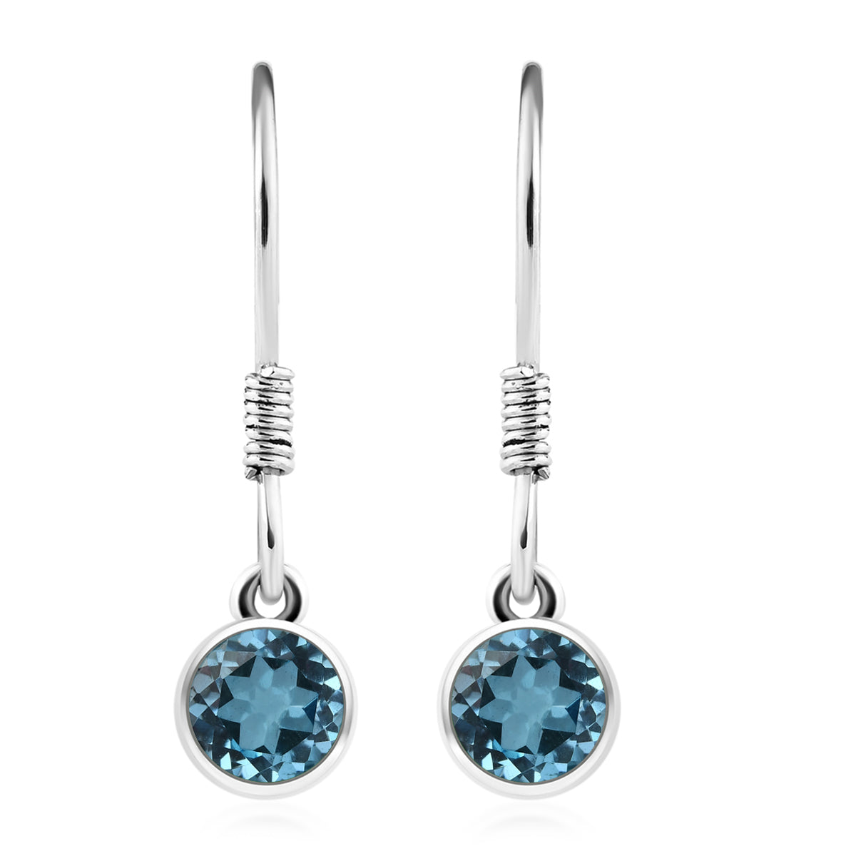 Schweizer Blautopas-Anhänger und Ohrringe aus 925 Silber, mit Kette aus Edelstahl ca. 3.56 ct