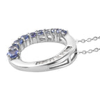 AA Tansanit und Zirkon Anhänger mit Silberkette 50 cm 925 Silber platiniert ca. 1,42 ct