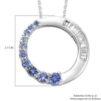 AA Tansanit und Zirkon Anhänger mit Silberkette 50 cm 925 Silber platiniert ca. 1,42 ct