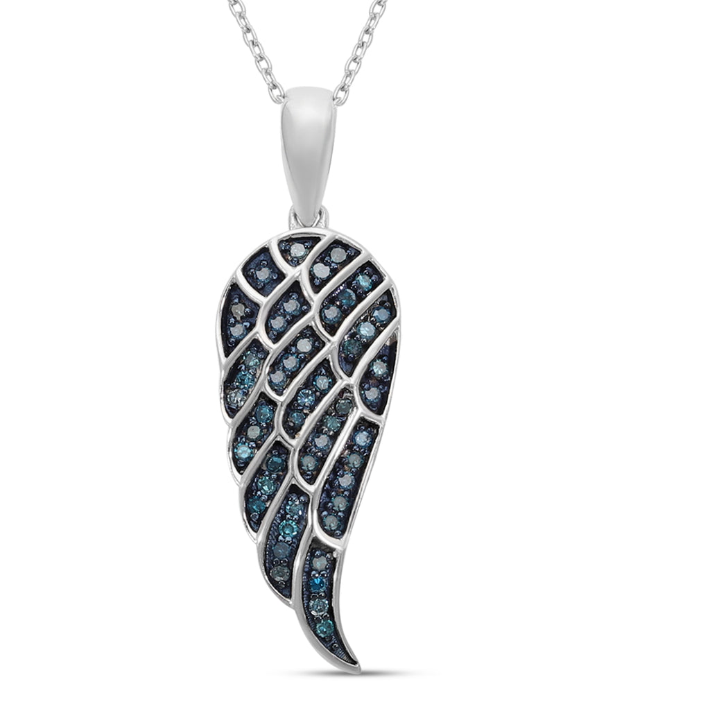 Blauer Diamant Anhänger mit Kette 50 cm 925 Silber platiniert ca. 0,25 ct