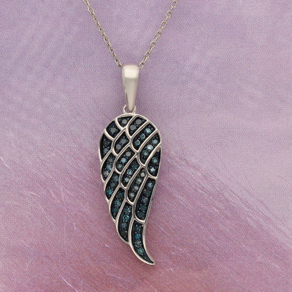 Blauer Diamant Anhänger mit Kette 50 cm 925 Silber platiniert ca. 0,25 ct