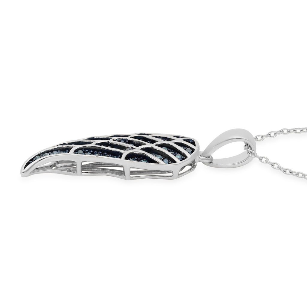 Blauer Diamant Anhänger mit Kette 50 cm 925 Silber platiniert ca. 0,25 ct