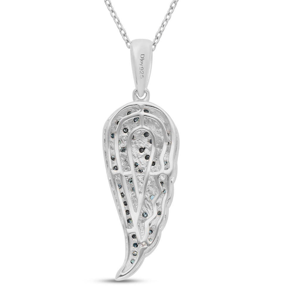 Blauer Diamant Anhänger mit Kette 50 cm 925 Silber platiniert ca. 0,25 ct