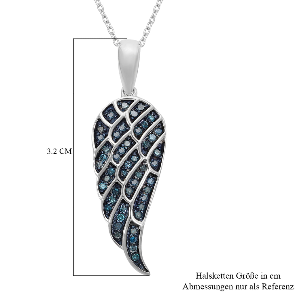 Blauer Diamant Anhänger mit Kette 50 cm 925 Silber platiniert ca. 0,25 ct