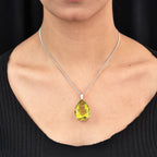 Ouro Verde-Quarz Anhänger mit Kette ca. 45 cm 925 Silber platiniert ca. 49,48 ct
