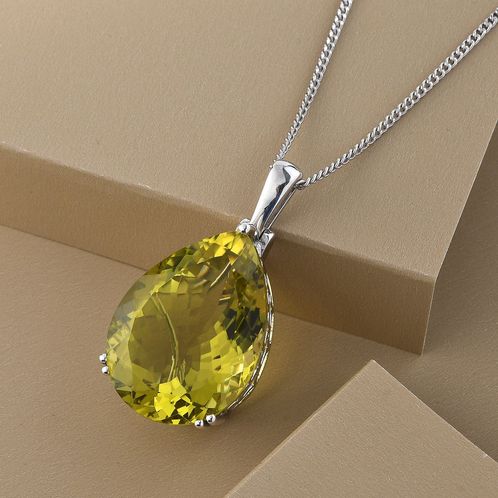 Ouro Verde-Quarz Anhänger mit Kette ca. 45 cm 925 Silber platiniert ca. 49,48 ct