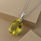 Ouro Verde-Quarz Anhänger mit Kette ca. 45 cm 925 Silber platiniert ca. 49,48 ct