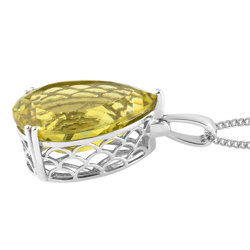 Ouro Verde-Quarz Anhänger mit Kette ca. 45 cm 925 Silber platiniert ca. 49,48 ct