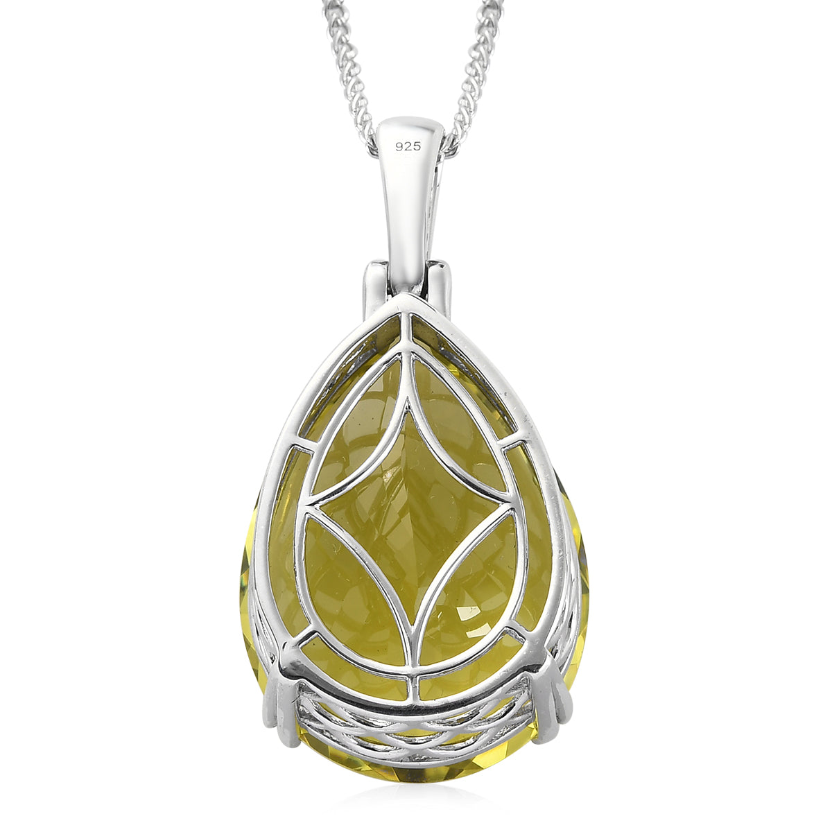 Ouro Verde-Quarz Anhänger mit Kette ca. 45 cm 925 Silber platiniert ca. 49,48 ct