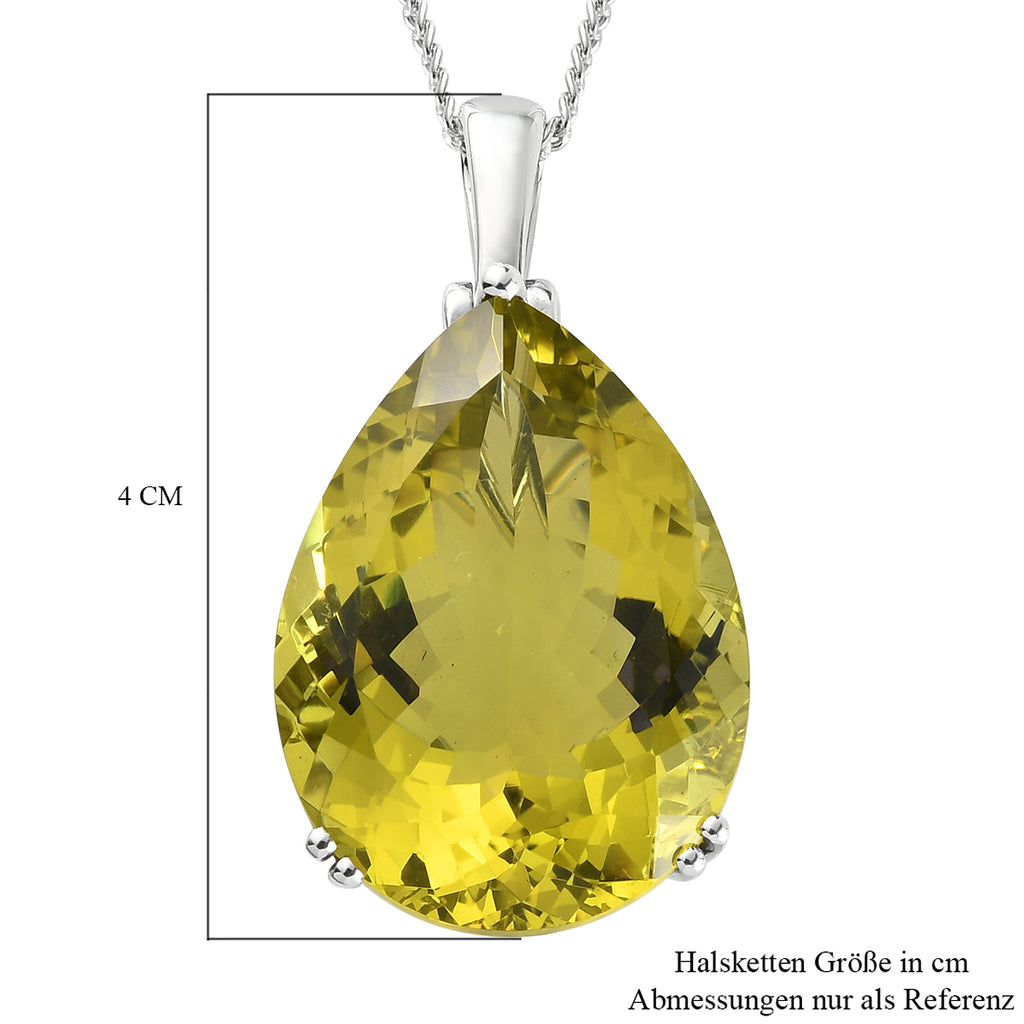 Ouro Verde-Quarz Anhänger mit Kette ca. 45 cm 925 Silber platiniert ca. 49,48 ct