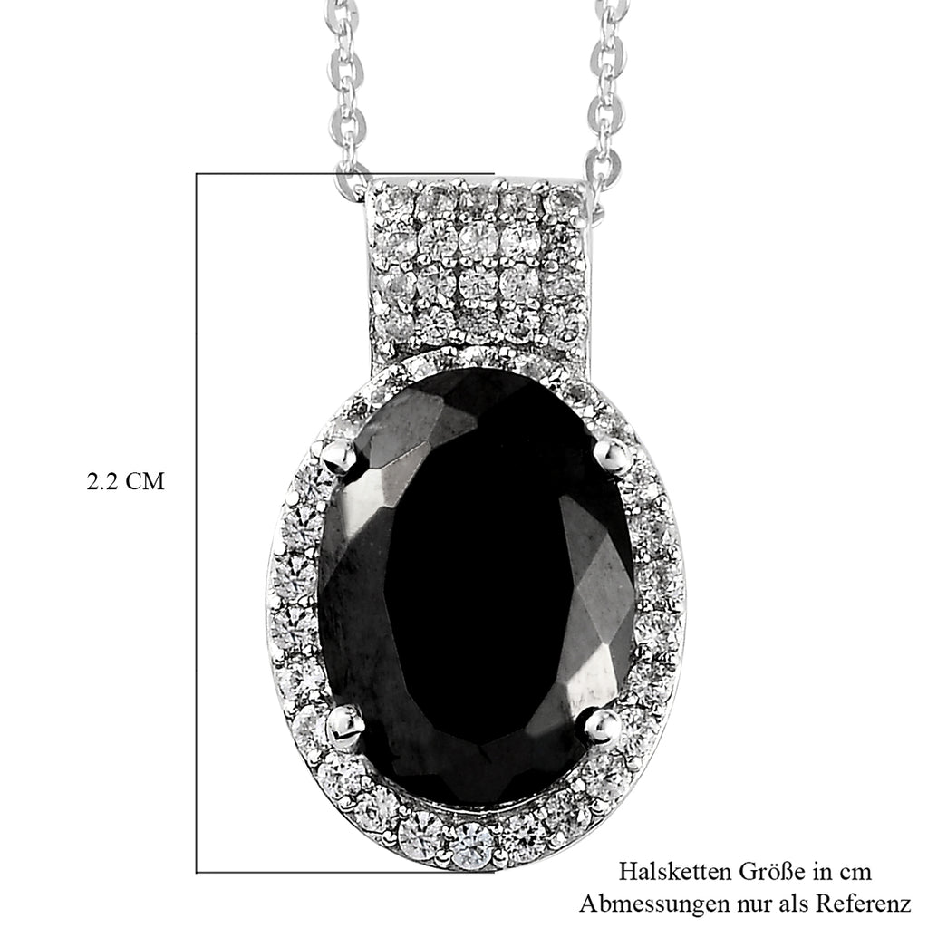 Elite Shungit und Zirkon Anhänger mit Silberkette ca. 50 cm 925 Silber platiniert ca. 4,55 ct
