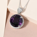 Lusaka Amethyst und Zirkon-Anhänger mit Kette, 50 cm, 925 Silber platiniert ca. 15.33 ct