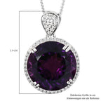 Lusaka Amethyst und Zirkon-Anhänger mit Kette, 50 cm, 925 Silber platiniert ca. 15.33 ct