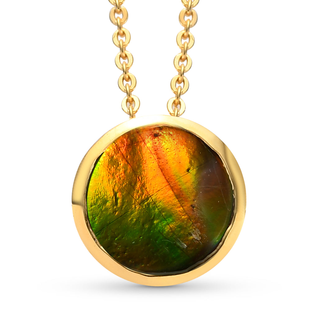 Ammolit Anhänger mit Kette 50 cm 925 Silber vergoldet ca. 0,85 ct