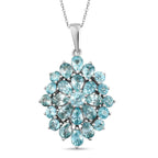 Kambodschanischer, blauer Zirkon-Anhänger mit Kette, 50 cm, 925 Silber platiniert ca. 14,43 ct