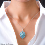 Kambodschanischer, blauer Zirkon-Anhänger mit Kette, 50 cm, 925 Silber platiniert ca. 14,43 ct