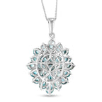 Kambodschanischer, blauer Zirkon-Anhänger mit Kette, 50 cm, 925 Silber platiniert ca. 14,43 ct