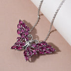 Rhodolith Granat Schmetterling Anhänger mit Silberkette 50 cm 925 Silber platiniert ca. 5,19 ct