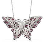 Rhodolith Granat Schmetterling Anhänger mit Silberkette 50 cm 925 Silber platiniert ca. 5,19 ct