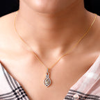 AAA Turkizit und weißer Zirkon-Anhänger mit Kette, ca. 50 cm, 925 Silber Gelbgold Vermeil ca. 1,29 ct