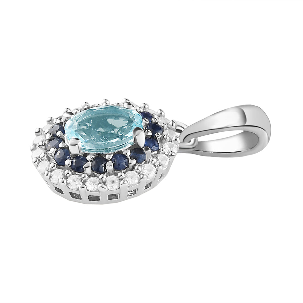 Espirito Santo Aquamarin und blauer Saphir-Anhänger mit Kette, ca. 1,40 ct