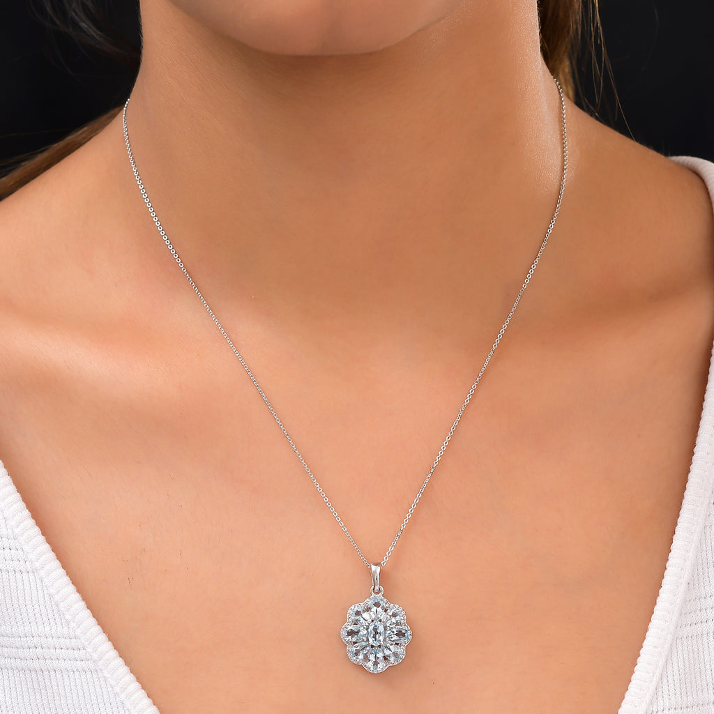 Espirito Santo Aquamarin-Anhänger mit Kette, ca. 3,94 ct