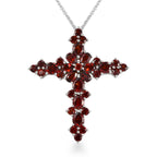 Roter Granat Kreuz-Anhänger mit Kette, ca. 6,16 ct