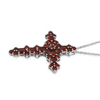 Roter Granat Kreuz-Anhänger mit Kette, ca. 6,16 ct