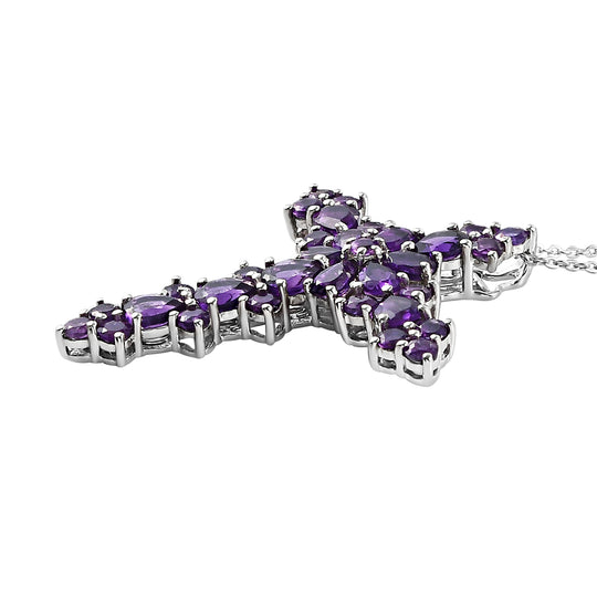 Afrikanischer Amethyst Kreuz-Anhänger mit Kette, ca. 4,29 ct
