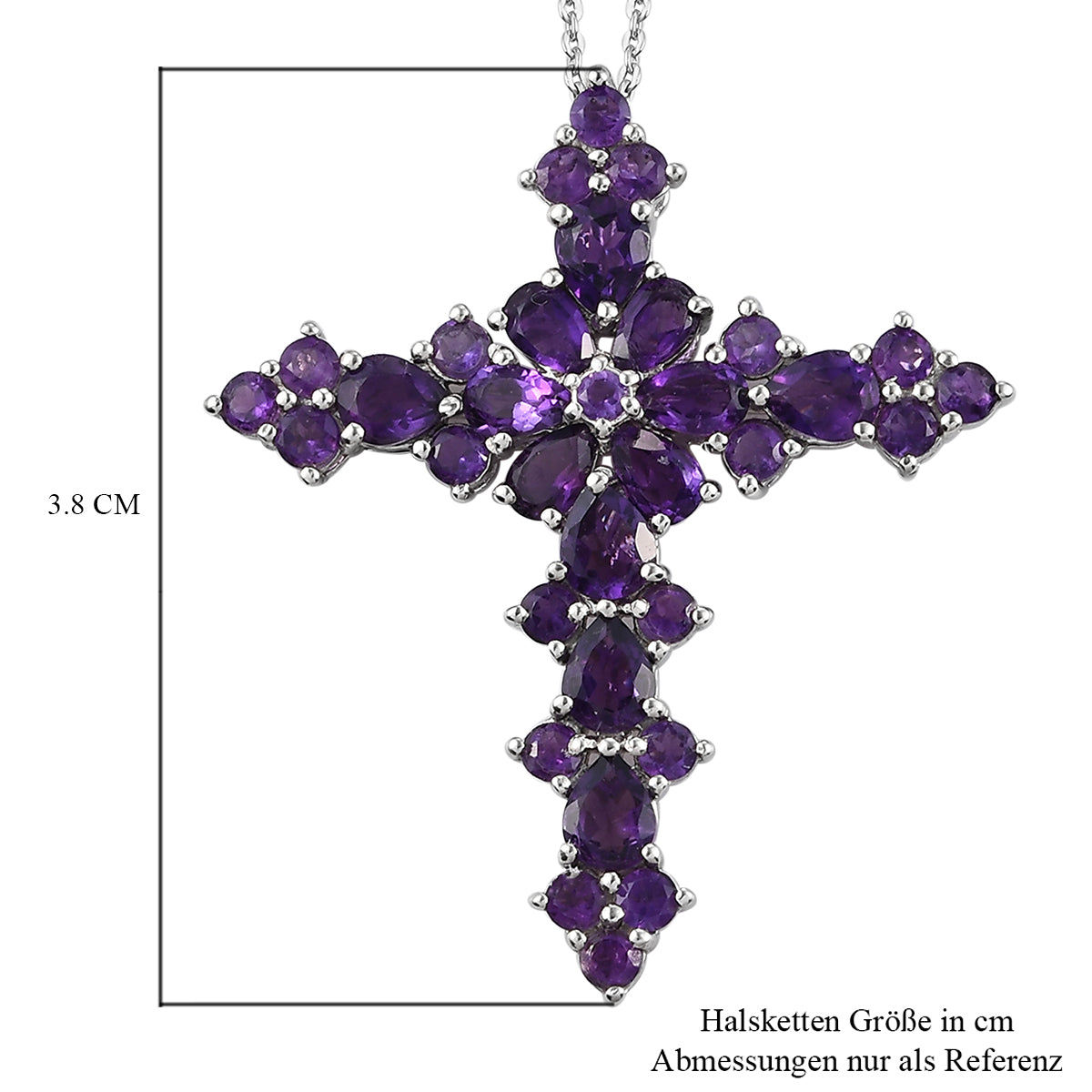 Afrikanischer Amethyst Kreuz-Anhänger mit Kette, ca. 4,29 ct
