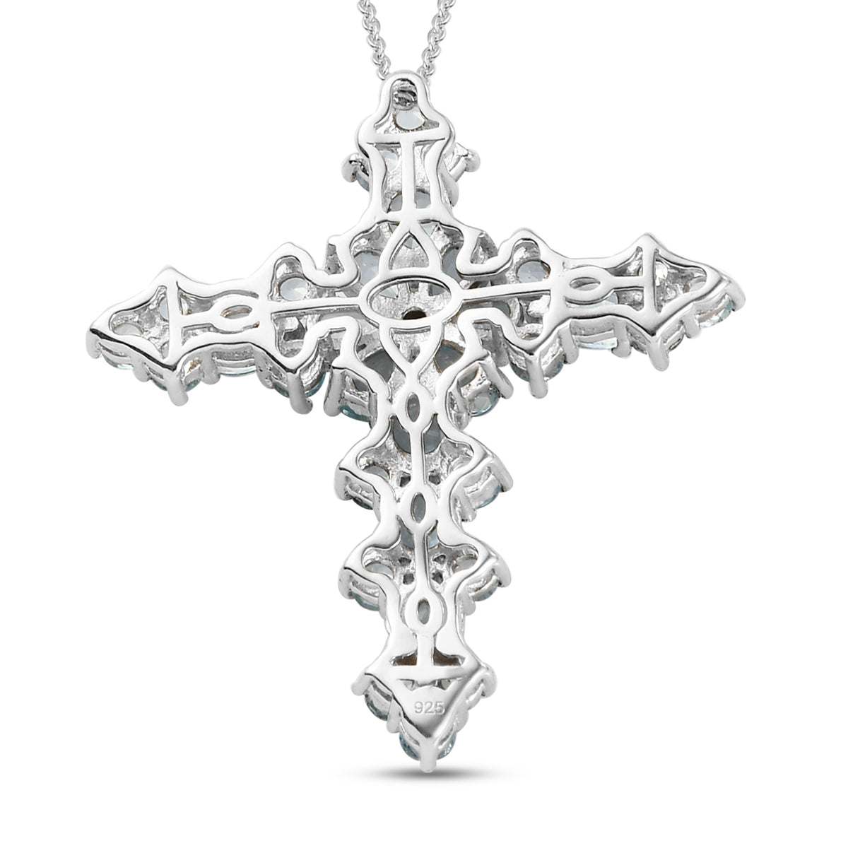 Himmelblauer Topas Kreuz-Anhänger mit Kette, ca. 5,93 ct