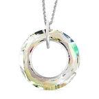 Lumin grüner Kristall-Anhänger mit Kette, 925 Silber, 925 Silber platiniert