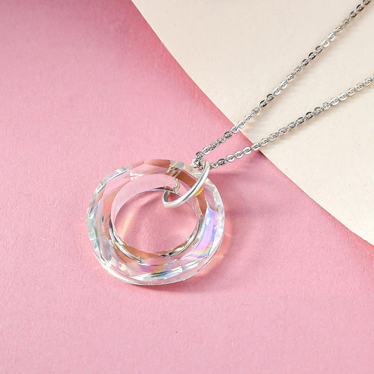 Lumin grüner Kristall-Anhänger mit Kette, 925 Silber, 925 Silber platiniert