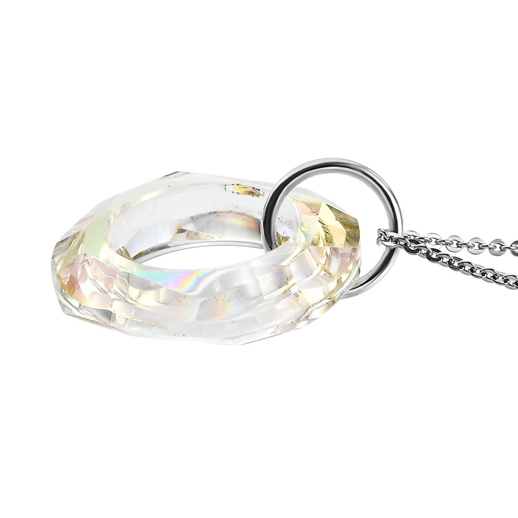 Lumin grüner Kristall-Anhänger mit Kette, 925 Silber, 925 Silber platiniert
