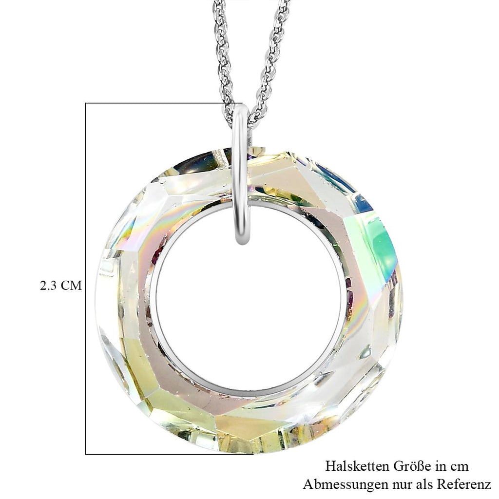 Lumin grüner Kristall-Anhänger mit Kette, 925 Silber, 925 Silber platiniert