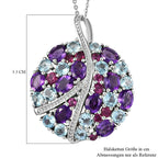 GP Spezial-Kollektion - Mehrfarbiger Edelstein-Anhänger mit Kette, ca. 50 cm, 925 Silber platiniert ca. 7,27 ct