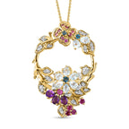 GP Italienische Garten Kollektion - Mehrfarbiger Edelstein-Anhänger mit Kette, ca. 50 cm, 925 Silber vergoldet ca. 3,16 ct
