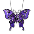 GP Italian Garden Kollektion - Afrikanischer Amethyst und Kanchanaburi blauer Saphir-Schmetterlings-Anhänger mit Kette in Silber