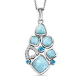 Larimar-Anhänger mit Kette, 925 Silber platiniert ca. 4,60 ct